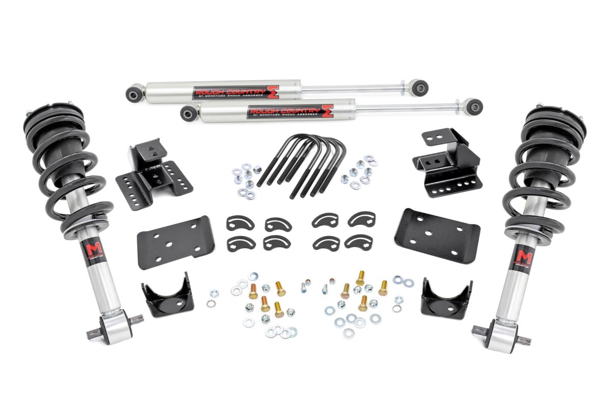GMC Sierra 1500 Coilover Suspension Kit - Front + Rear - Rough Country - 2/4 Lowering Kit - '14-'18